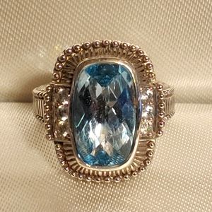 Judith Ripka blue topaz or aquamarine & cz 925ss